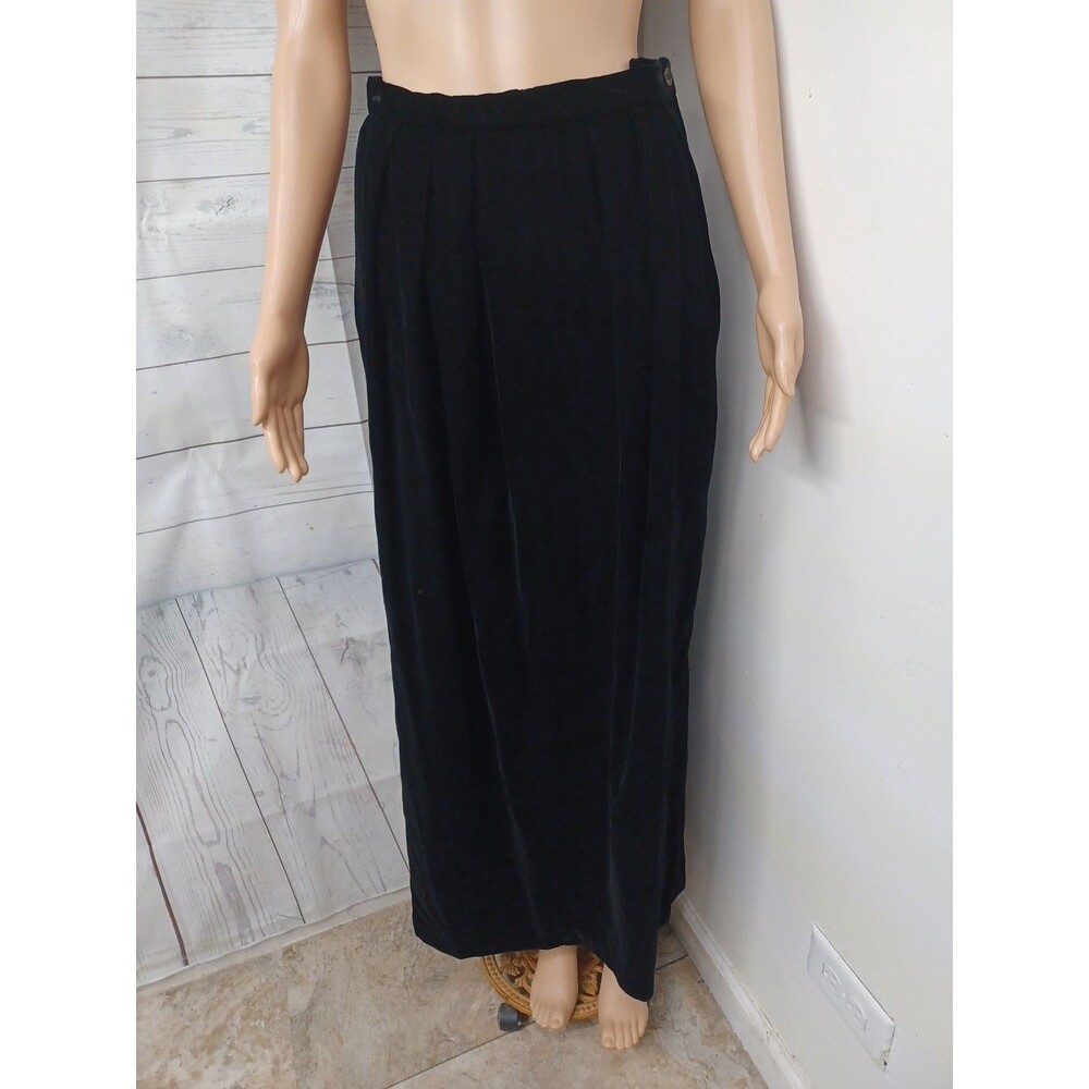 Vtg Courtwell Y2K Black Velvet Skirt Long Sz 8 Goth Straight